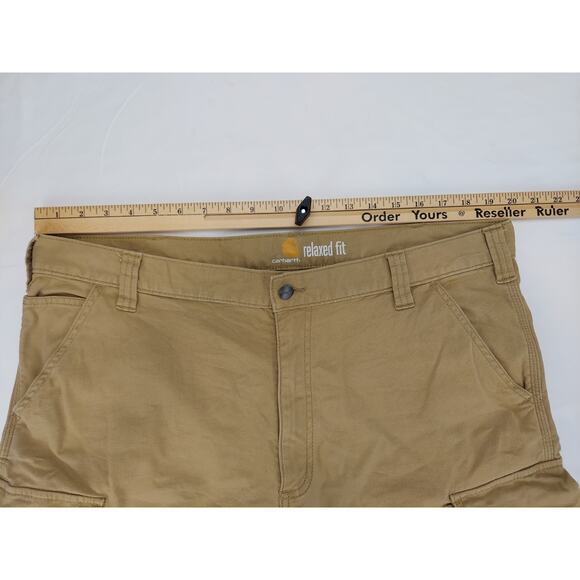Carhartt Men's Rugged Flex Relaxed Fit Canvas Cargo Work Shorts Khaki Size 40 - Picture 3 of 9